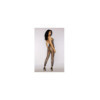 Bodystocking en résille noir métallique argentée 